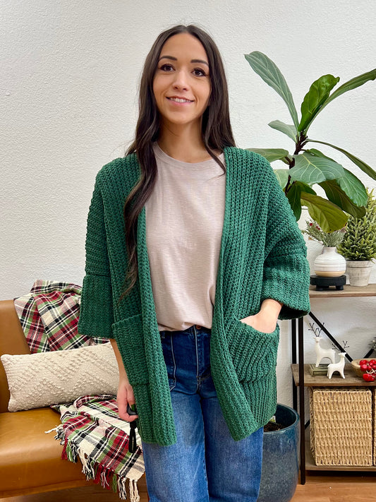 Dark Green Chunky Cardigan