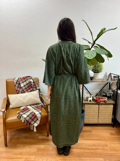 Olive Textured Midi Dress