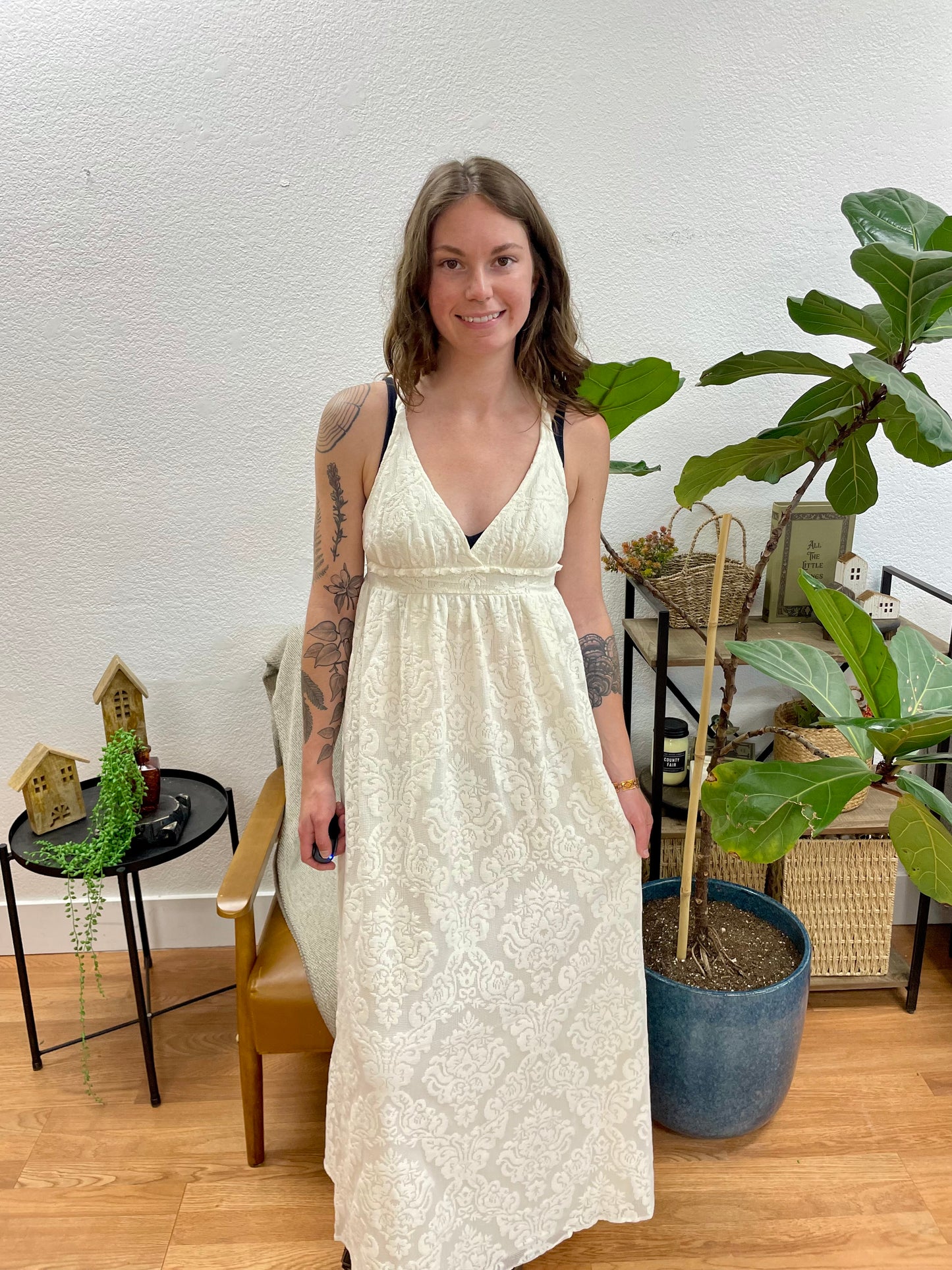 Natural Cross Back Maxi Dress