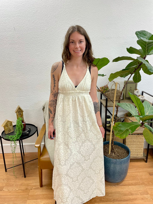 Natural Cross Back Maxi Dress