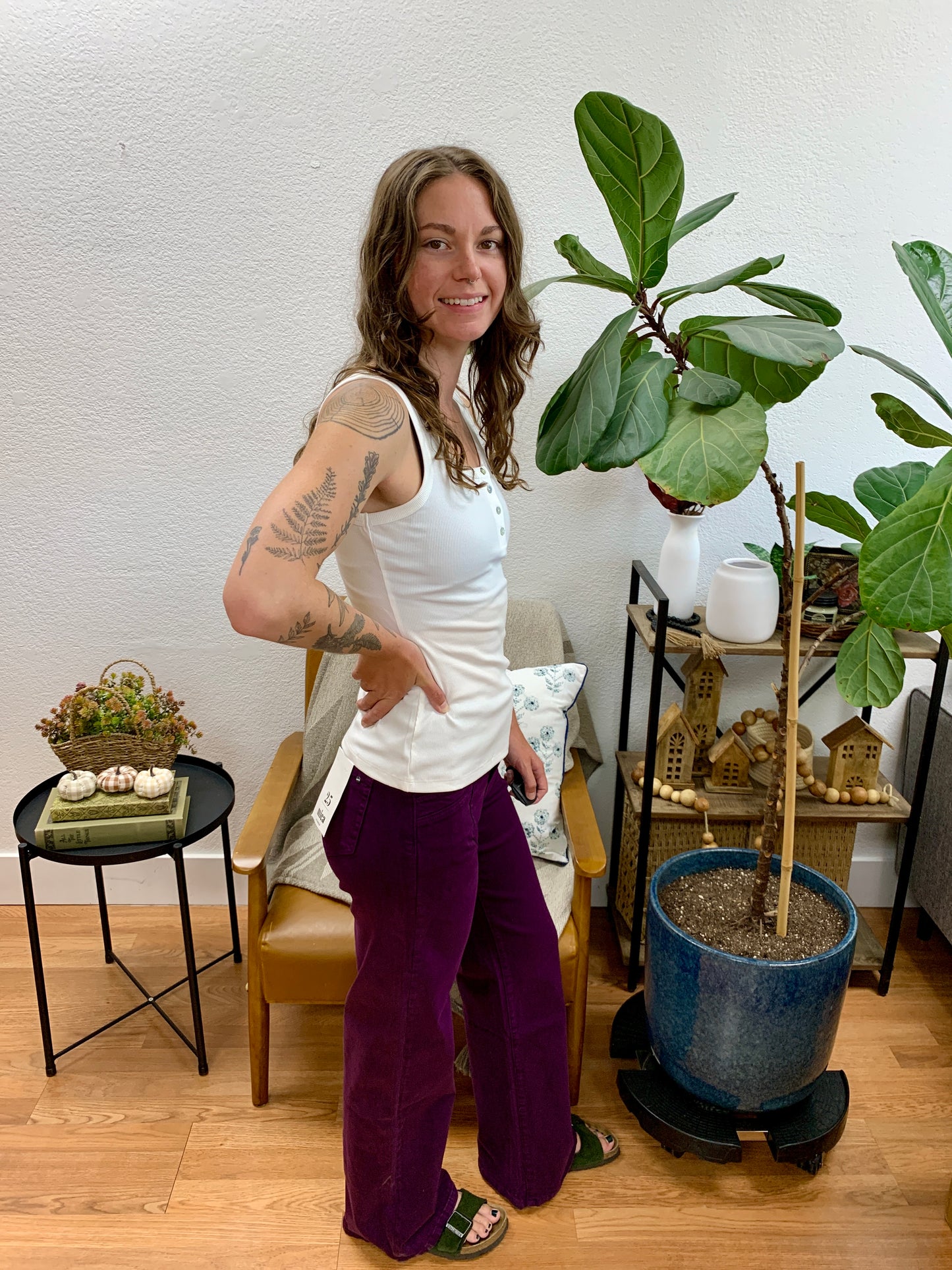 Mica Plum High Rise Wide Leg Jeans