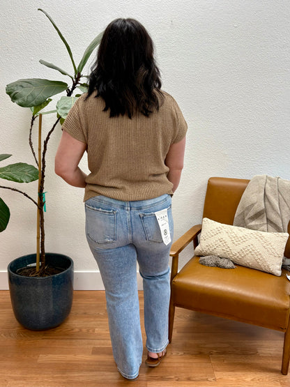 RISEN Medium Low Rise Crop Slim Straight Jeans