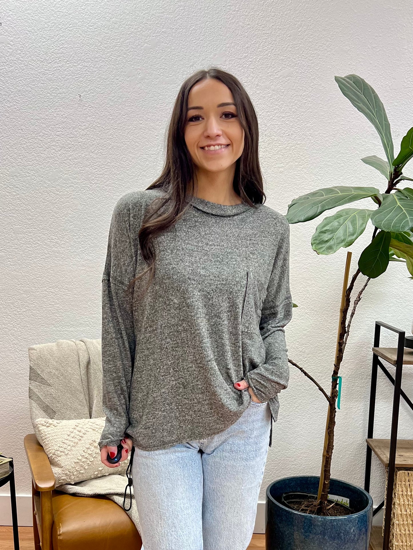 Black Soft Melange Pocket Tee