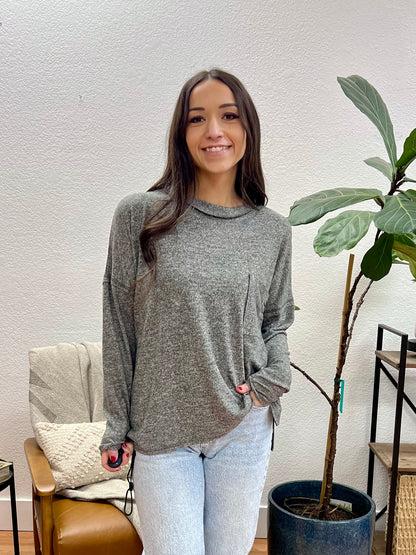 Black Soft Melange Pocket Tee