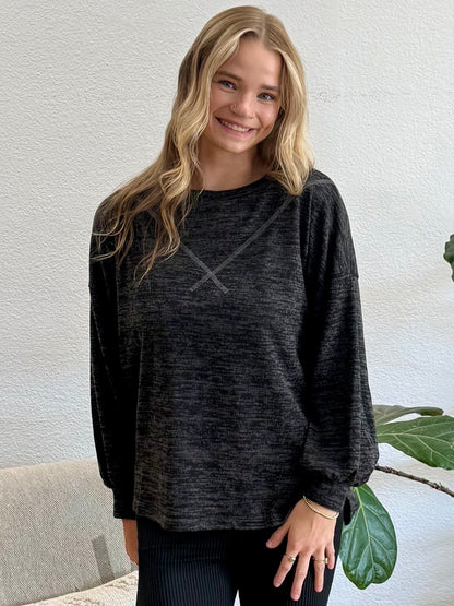 Black Stitch Hacci Knit Top