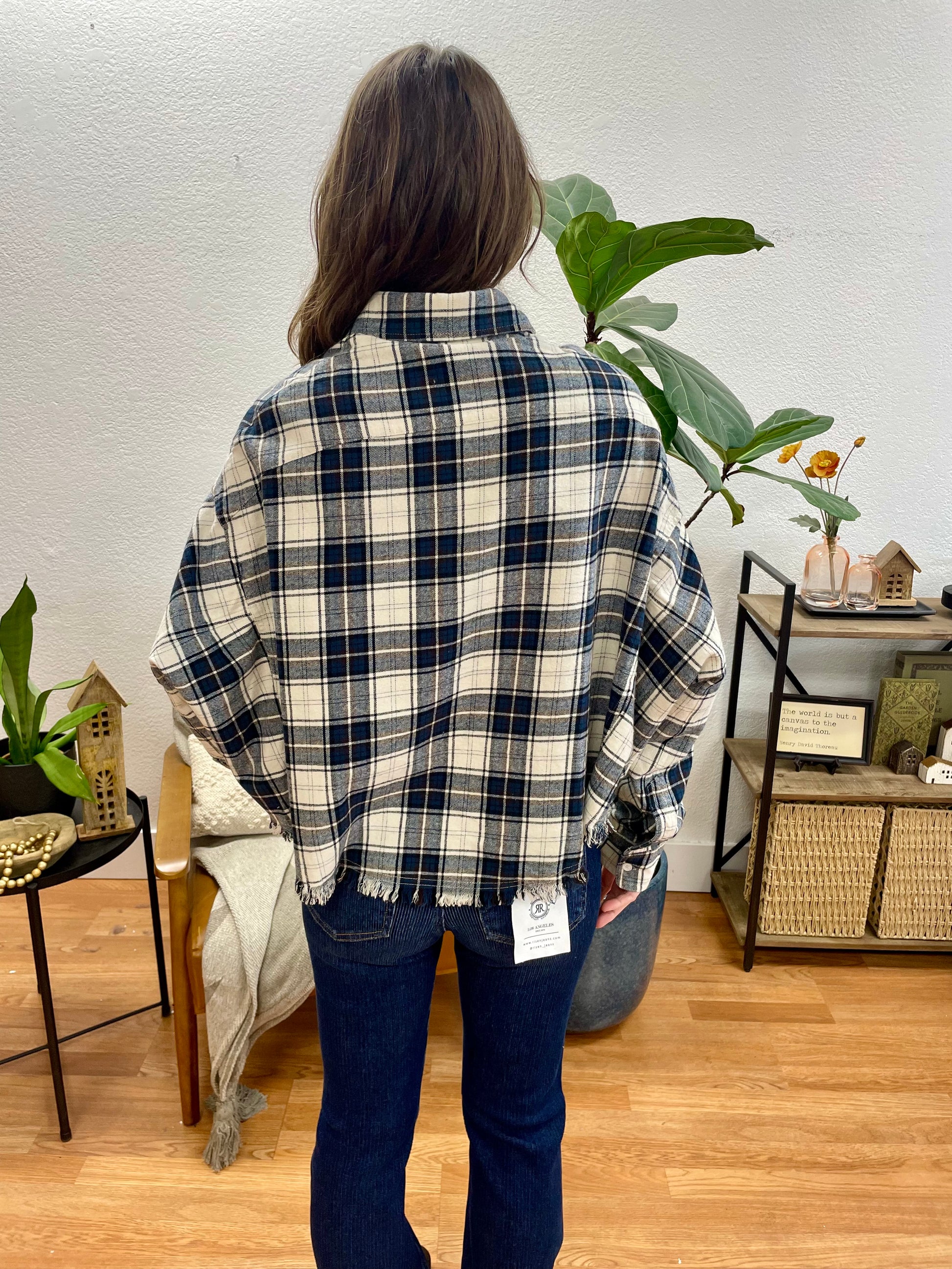 Navy Classic Plaid Button Up - Terra Cottage