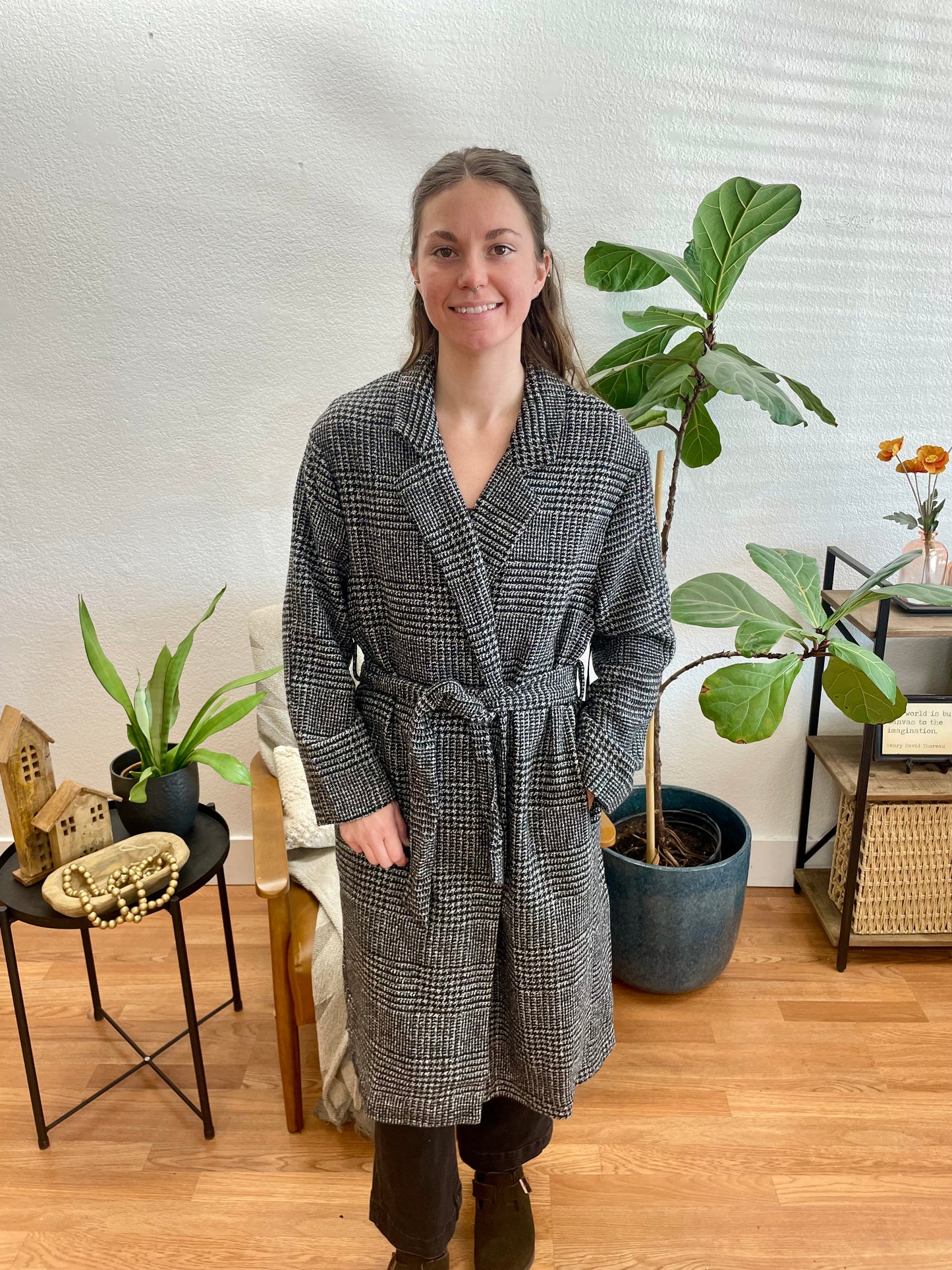 Black Chic Tie Front Coat - Terra Cottage