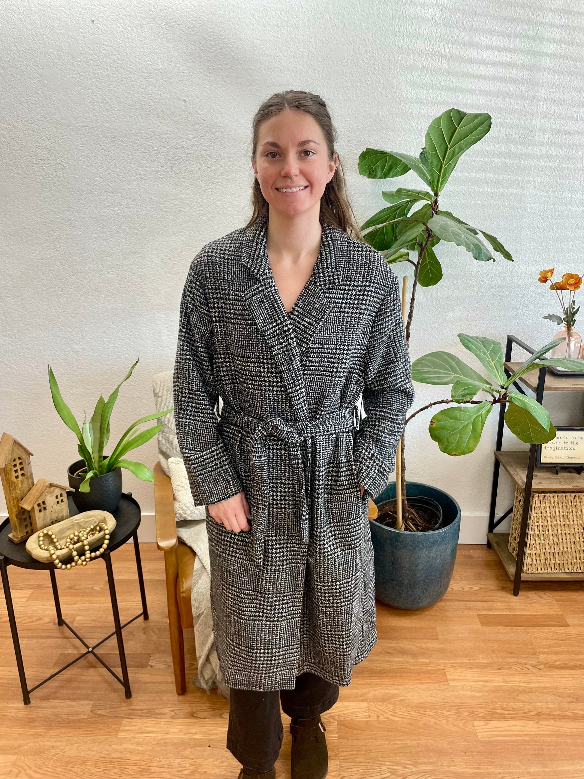 Black Chic Tie Front Coat - Terra Cottage