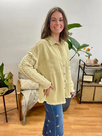 Beige Cableknit Shacket