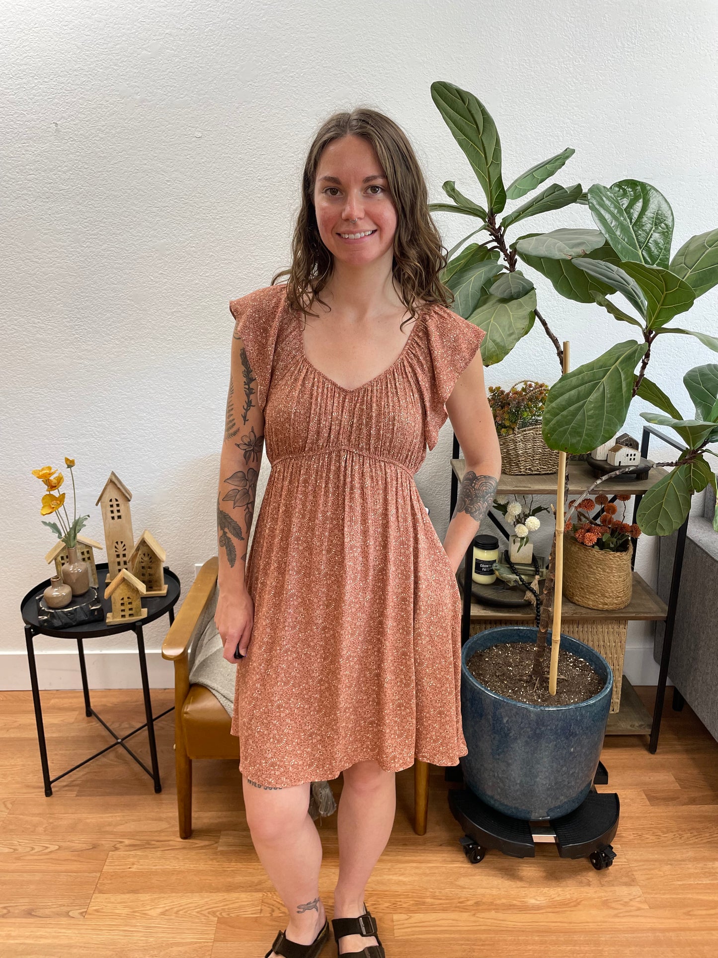 Coral Floral Dress