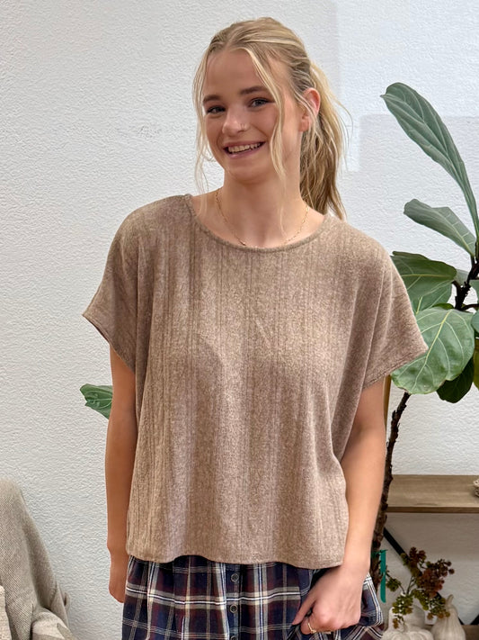 Mocha Round Short Sleeve Top
