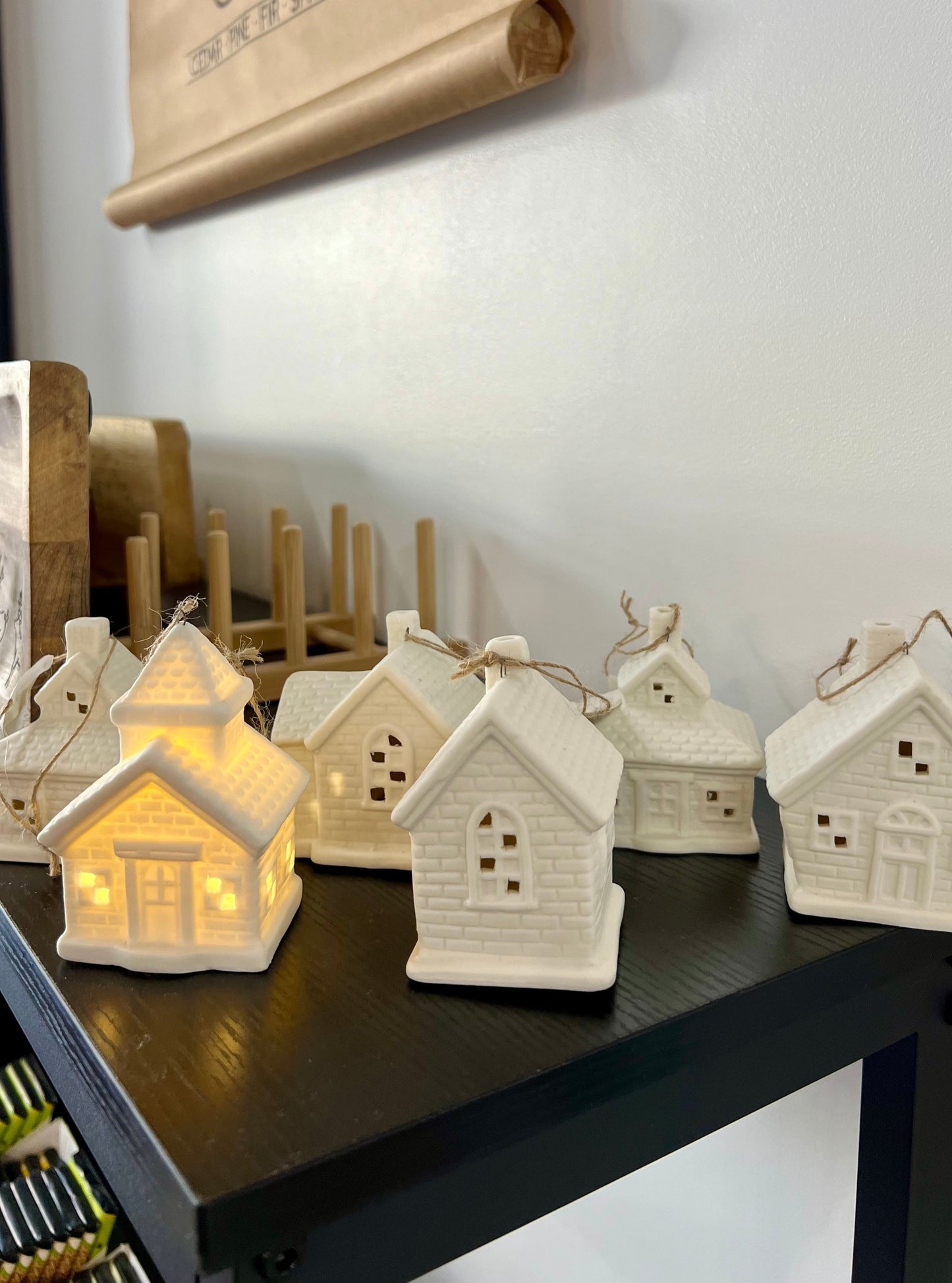 Stoneware Village Light Up Ornaments