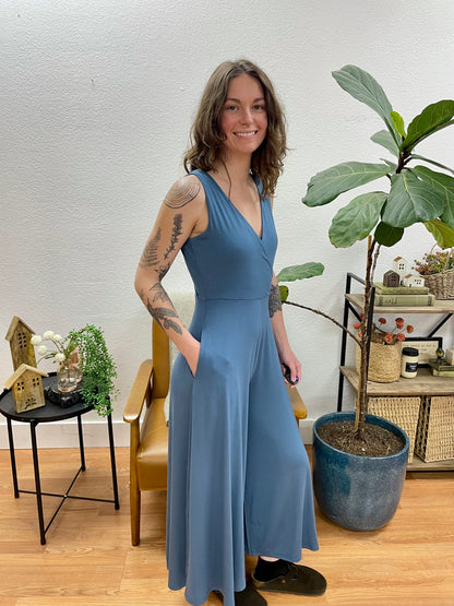 Slate Soft Surplice Sleeveless Jumpsuit - Terra Cottage