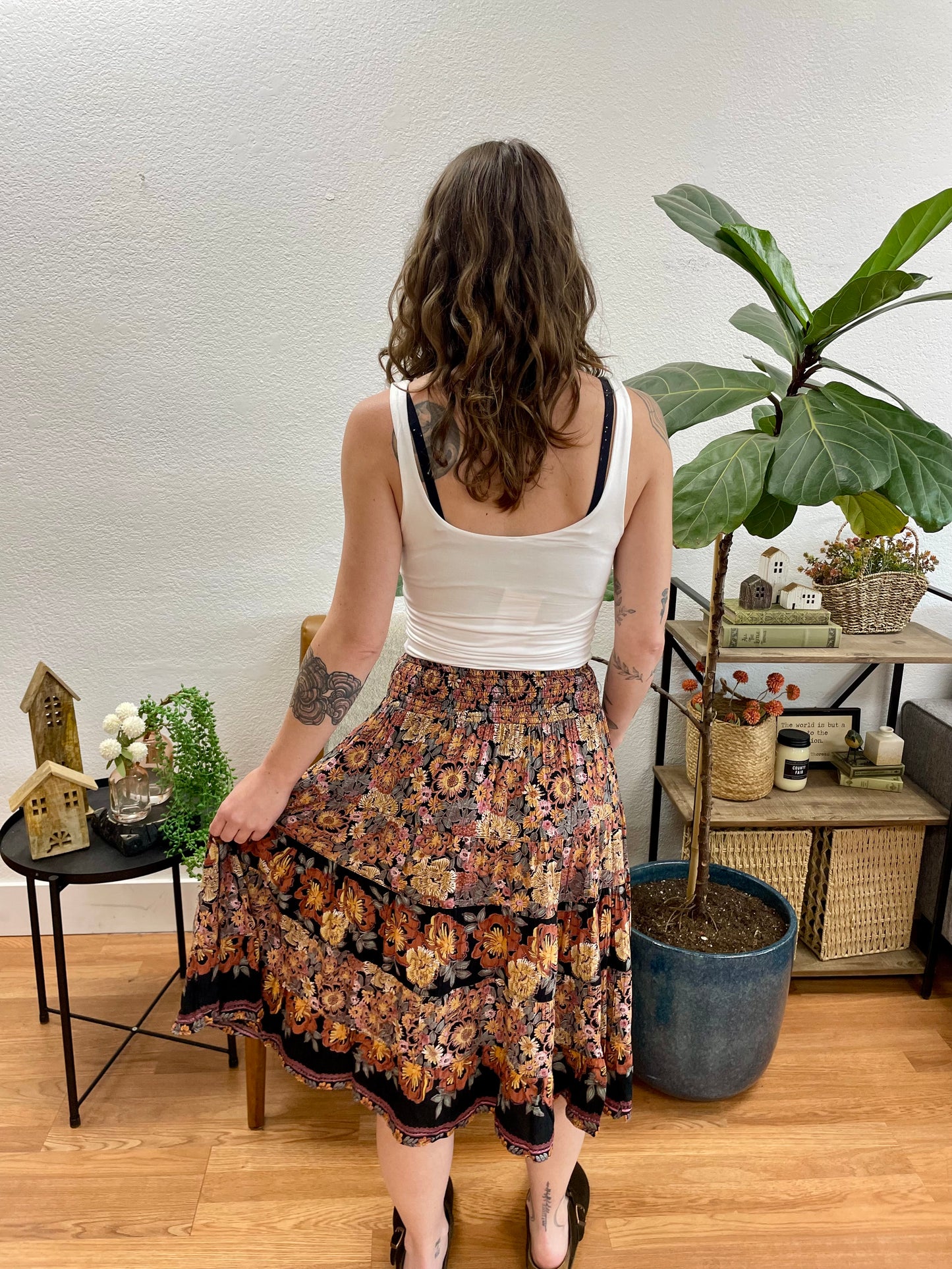 Moody Floral Circle Skirt