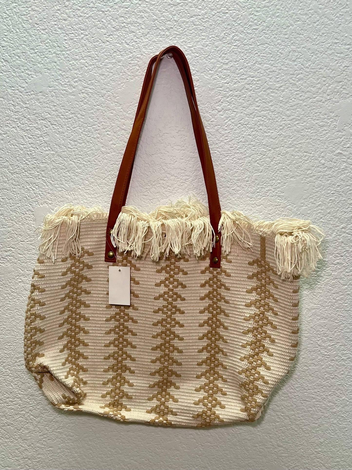 Cream Embroidered Tote