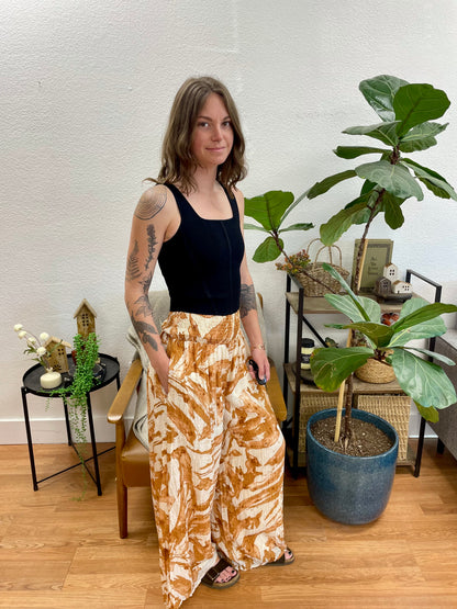 Coffee Botanical Flowy Pants - Terra Cottage