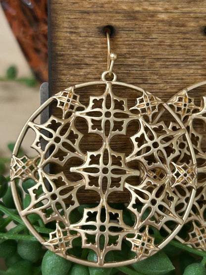 Gold Round Filigree Earrings
