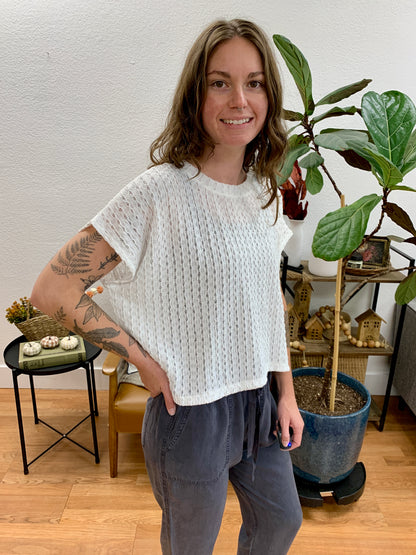 White Drop Shoulder Top