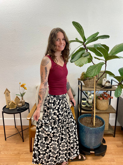 Black and White Patterned Skirt