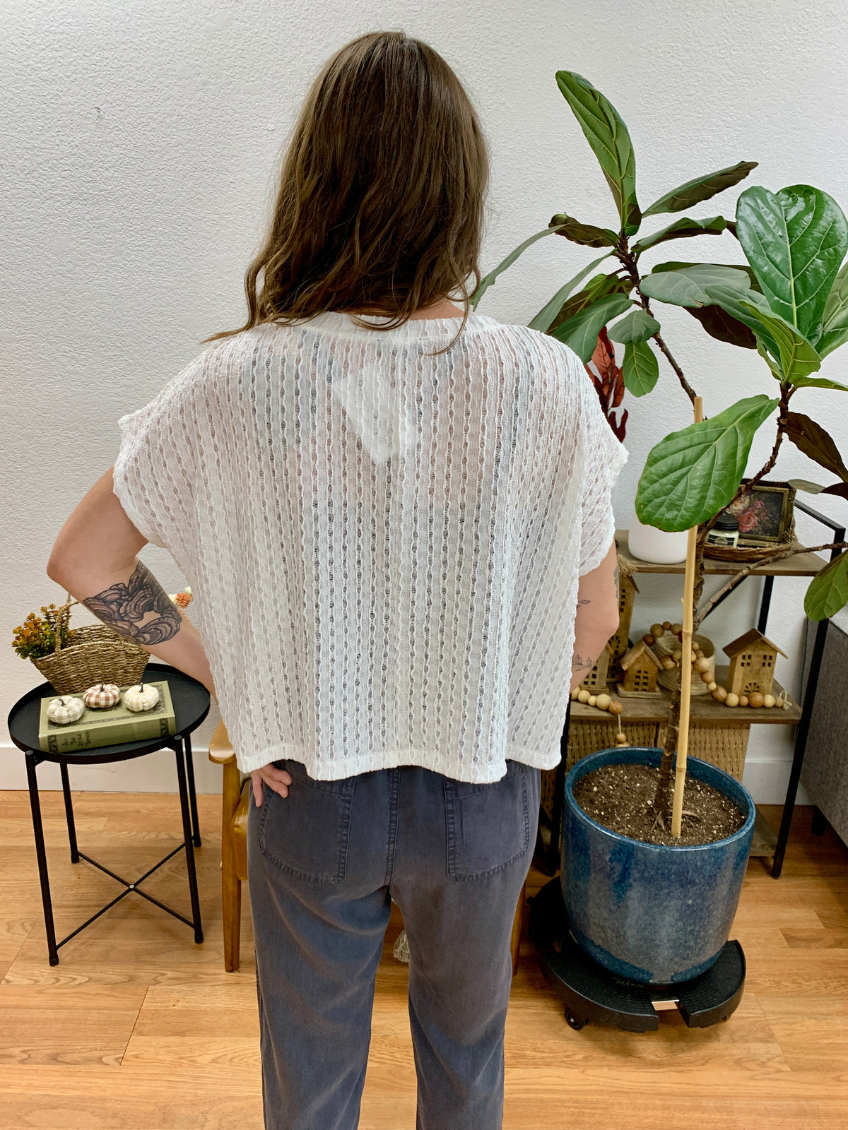 White Drop Shoulder Top