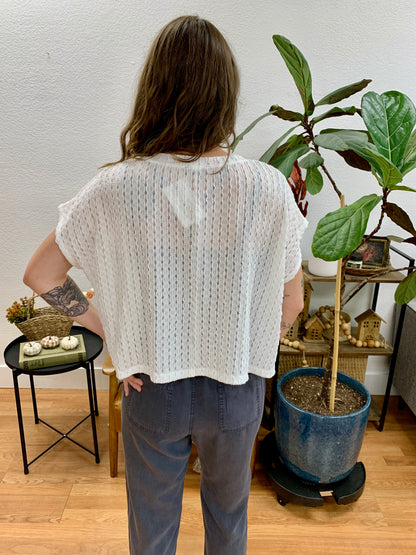 White Drop Shoulder Top
