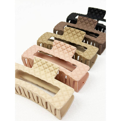 Neutral Color Embossed Cut Out Rectangle Hair Claw