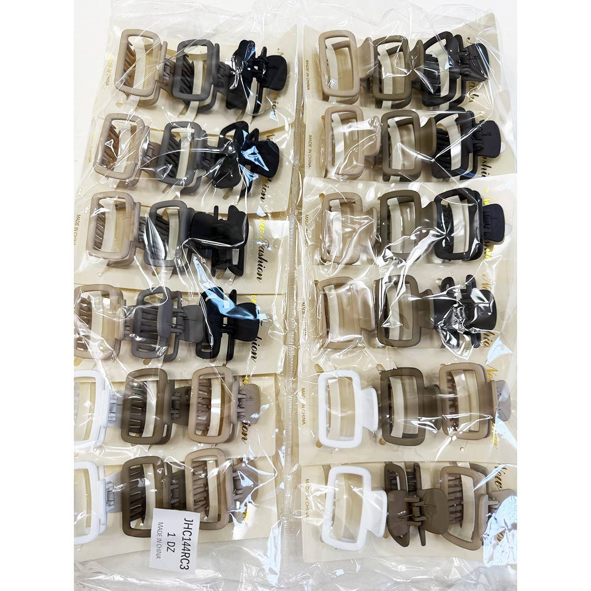 Neutral Color Medium Size  Rectangle Hair Claw Set