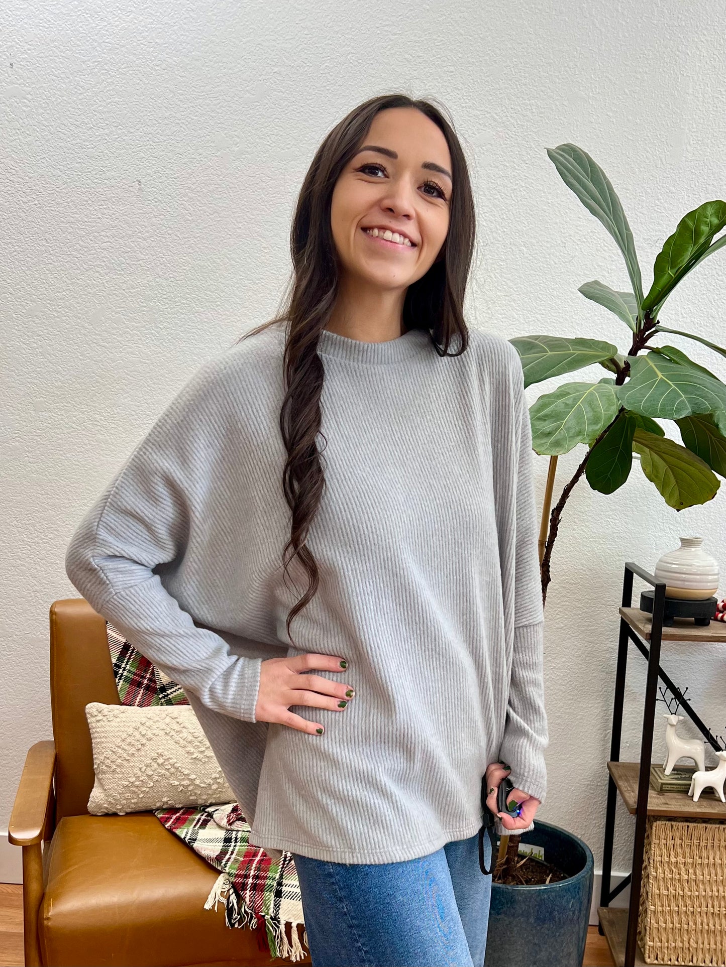 Heather Grey Soft Dolman Sweater