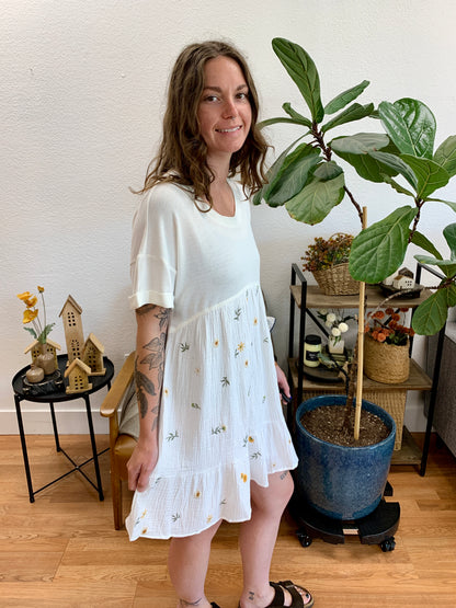 Ivory Embroidered Relaxed Dress