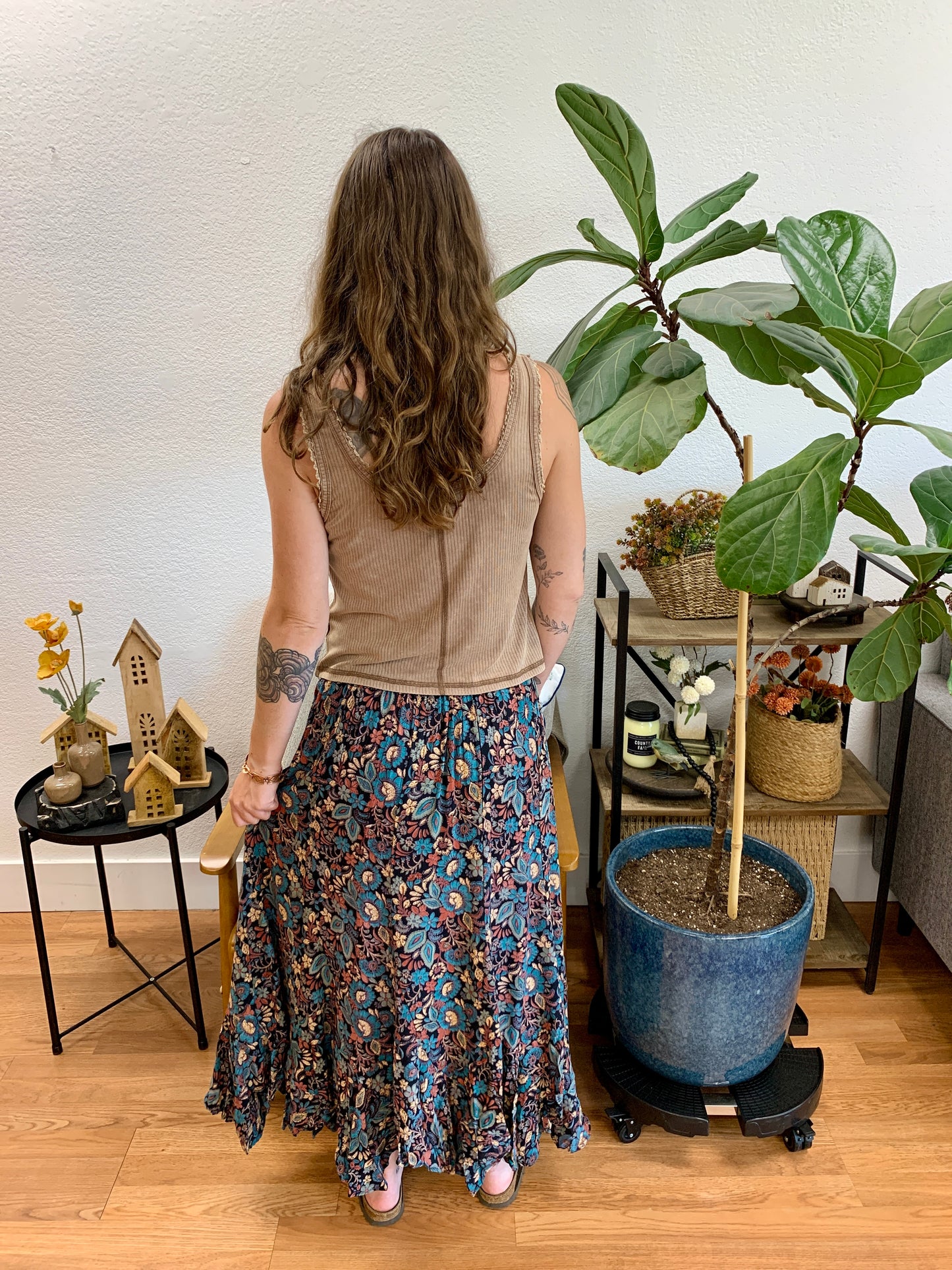 Black Bold Floral Skirt