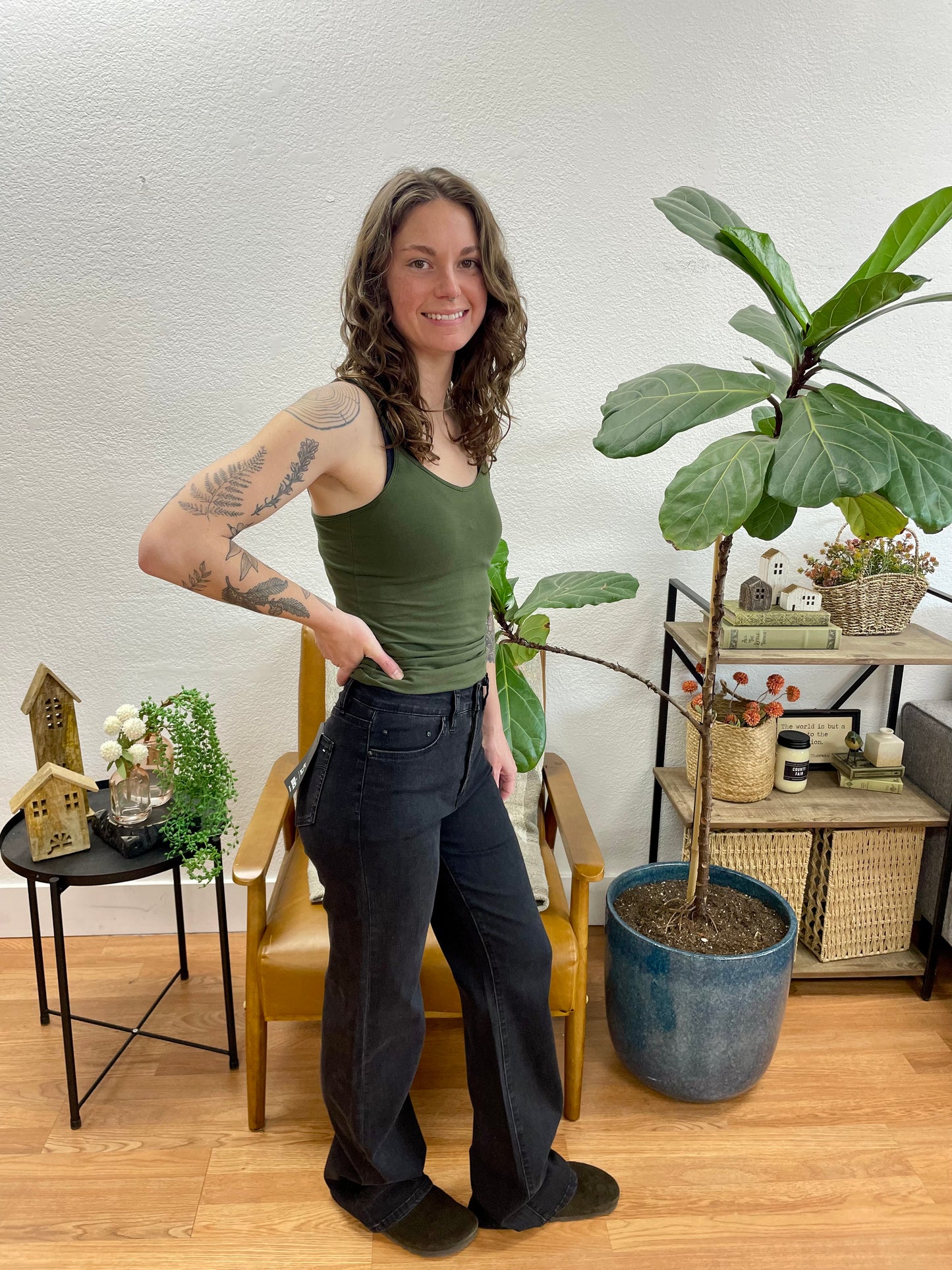 Mica Ink Black Wide Leg Jeans