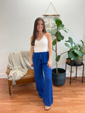 Blue Palazzo Pants With Tie