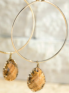 Picture Jasper Dangle Teardrop Earrings