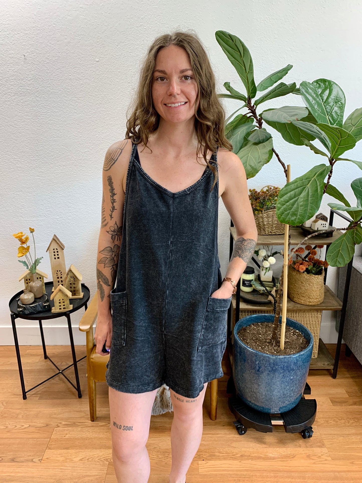 Black Washed Romper