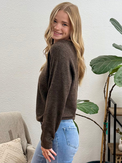 Brown Knit Pullover Sweater