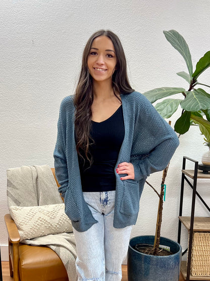 Teal Crochet Cardigan