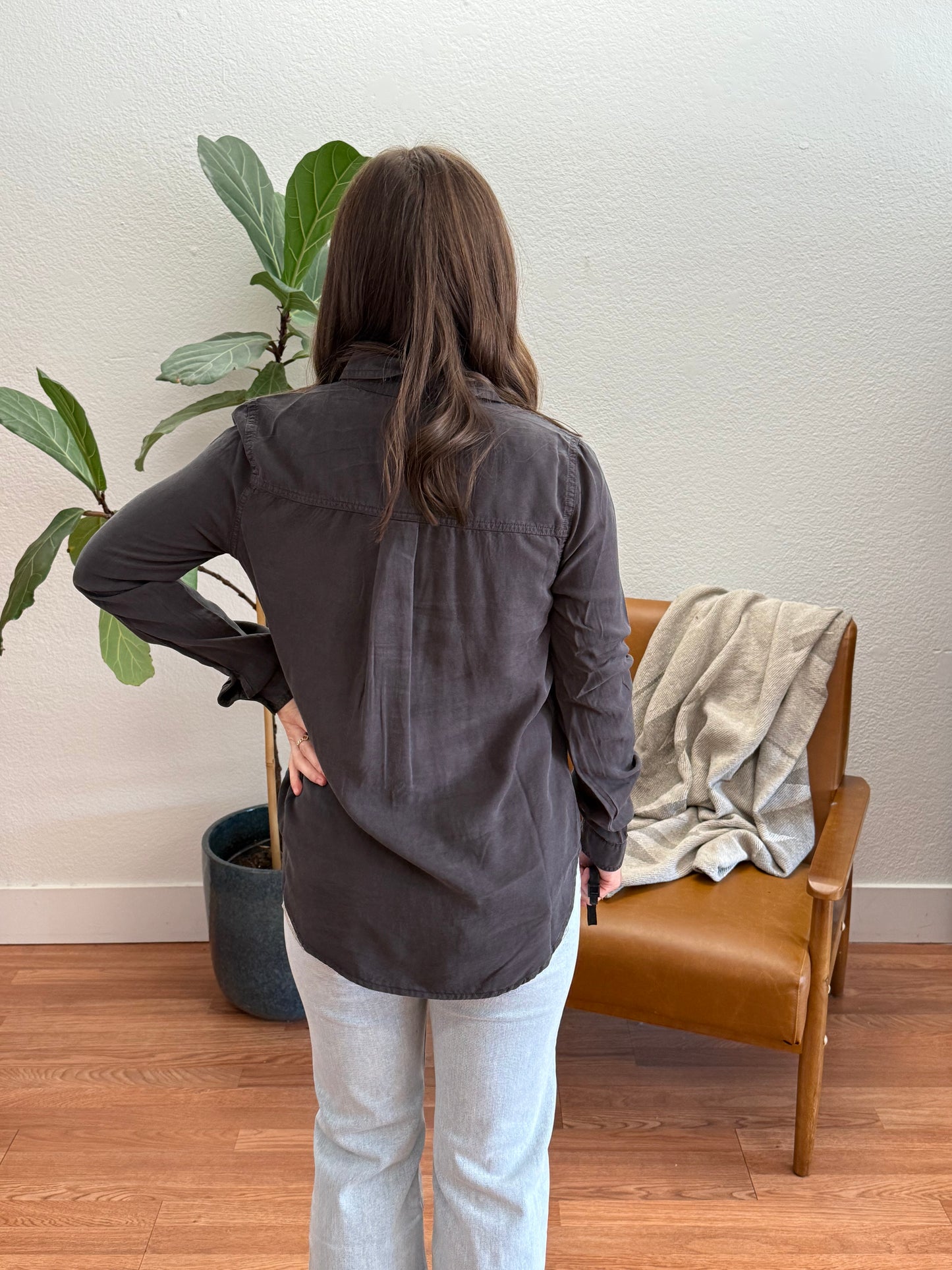 Charcoal Long Sleeve Tencel Shirt