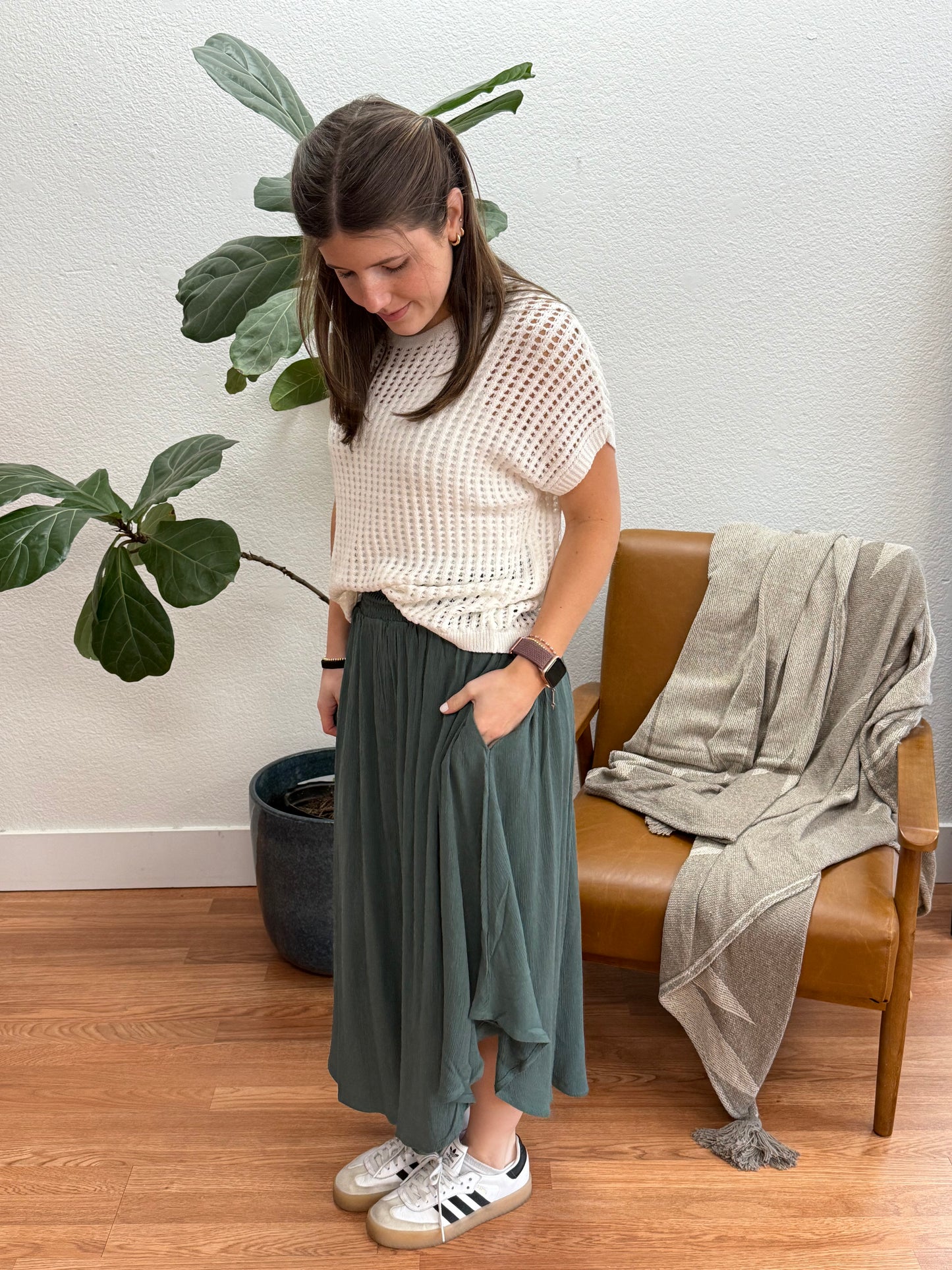 Ash Jade Crinkle Maxi Skirt