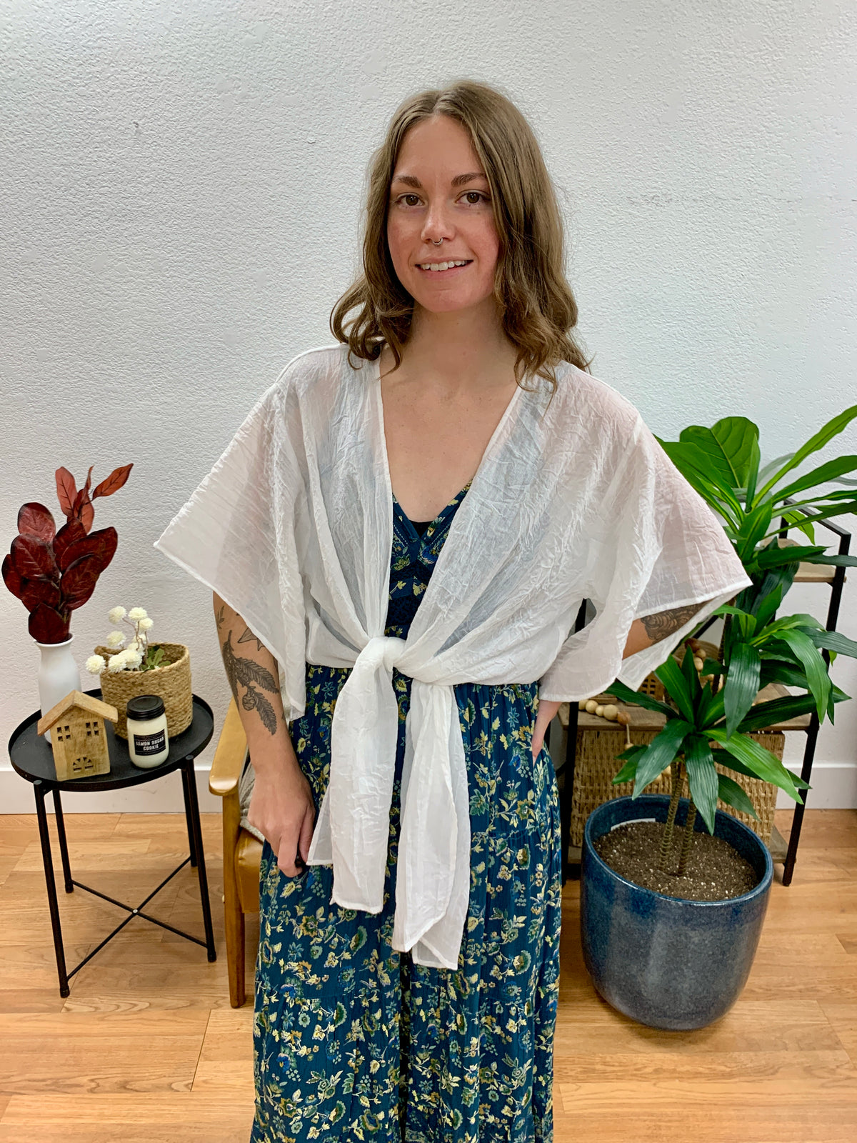 Off White Linen Blend Cardigan