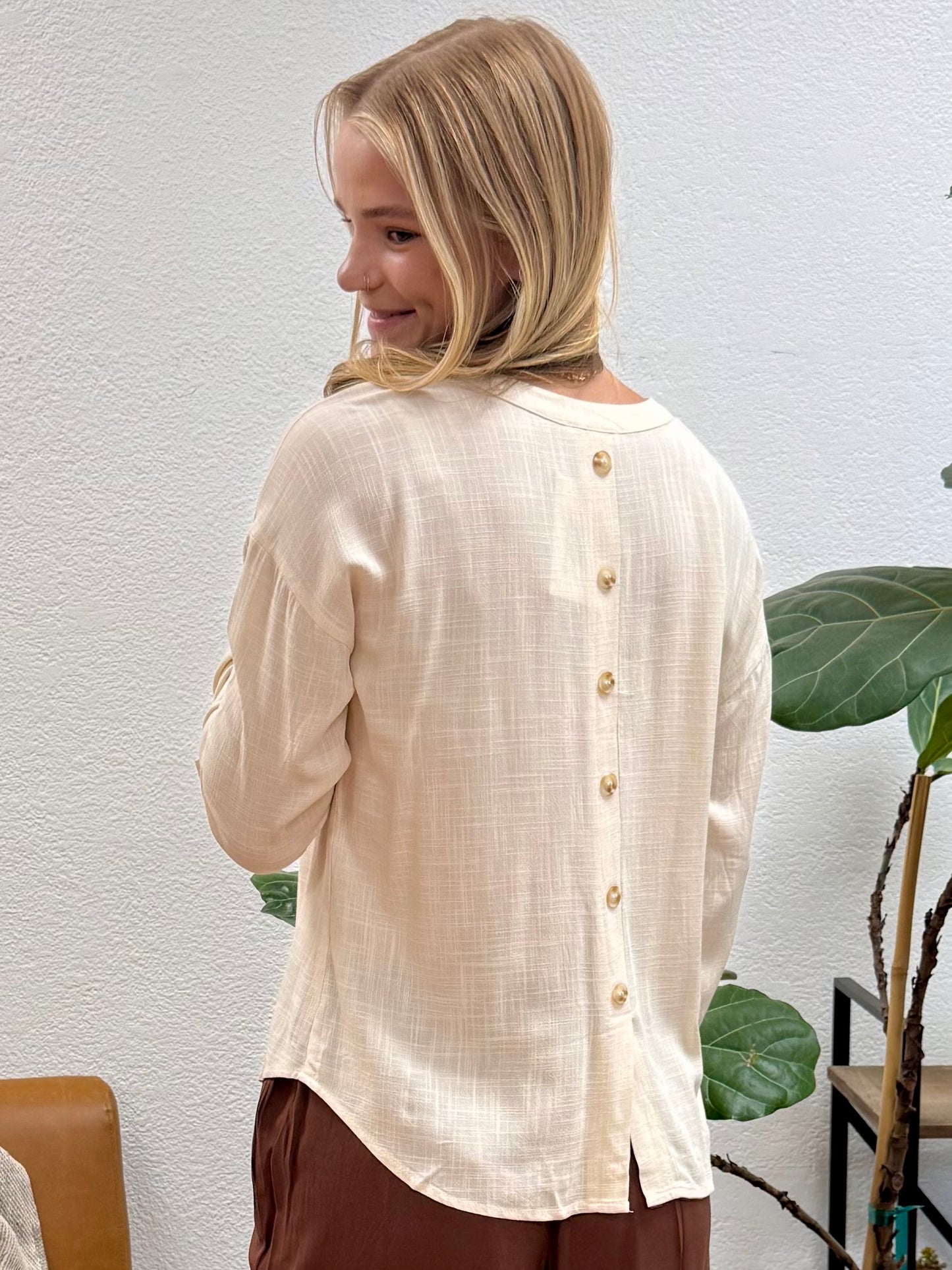 Cream Woven Tab Sleeve Blouse