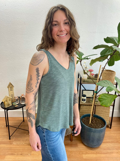 Jade V-Neck Hacci Tank - Terra Cottage
