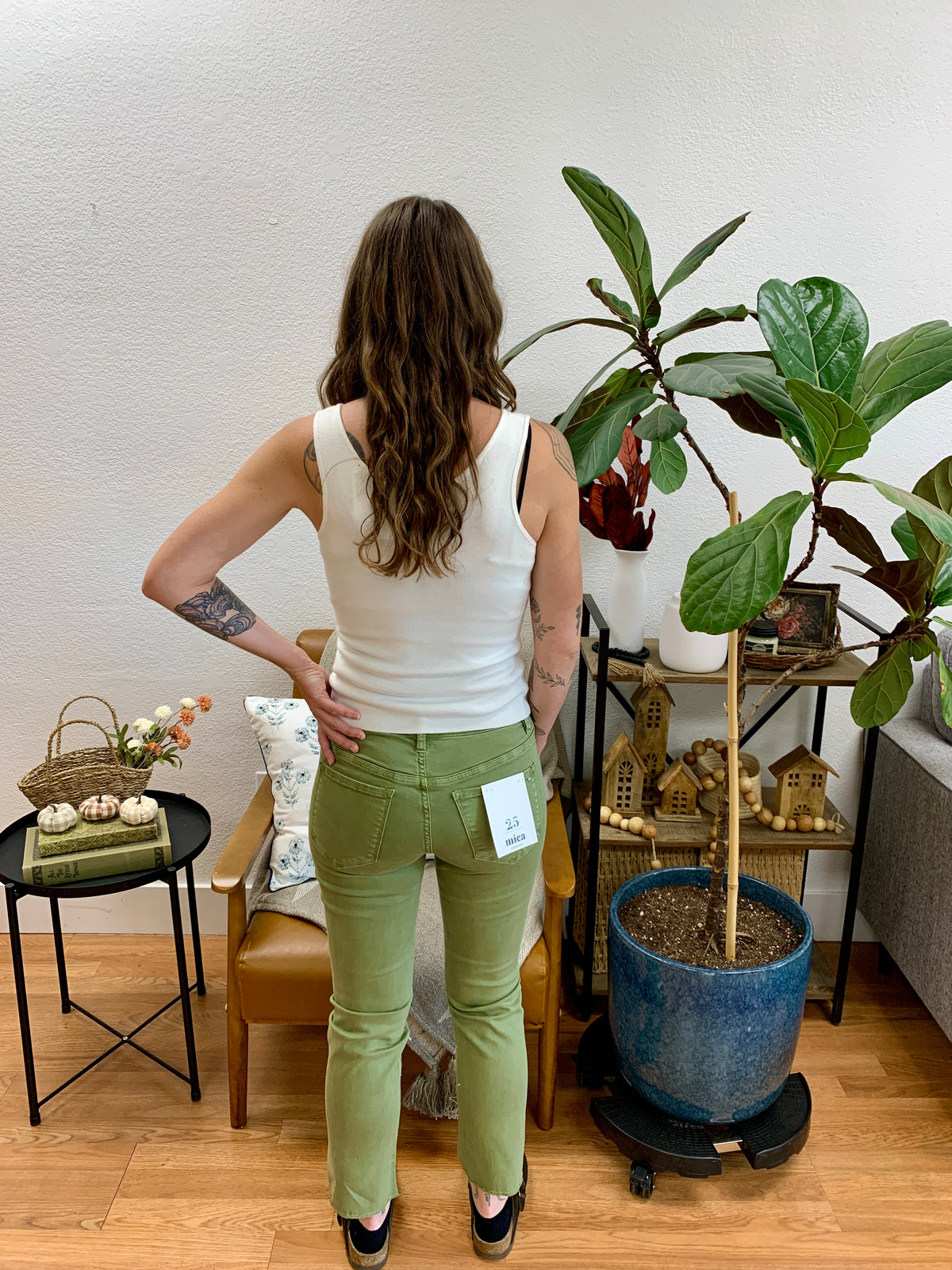 Mica Olive Straight Leg Jeans