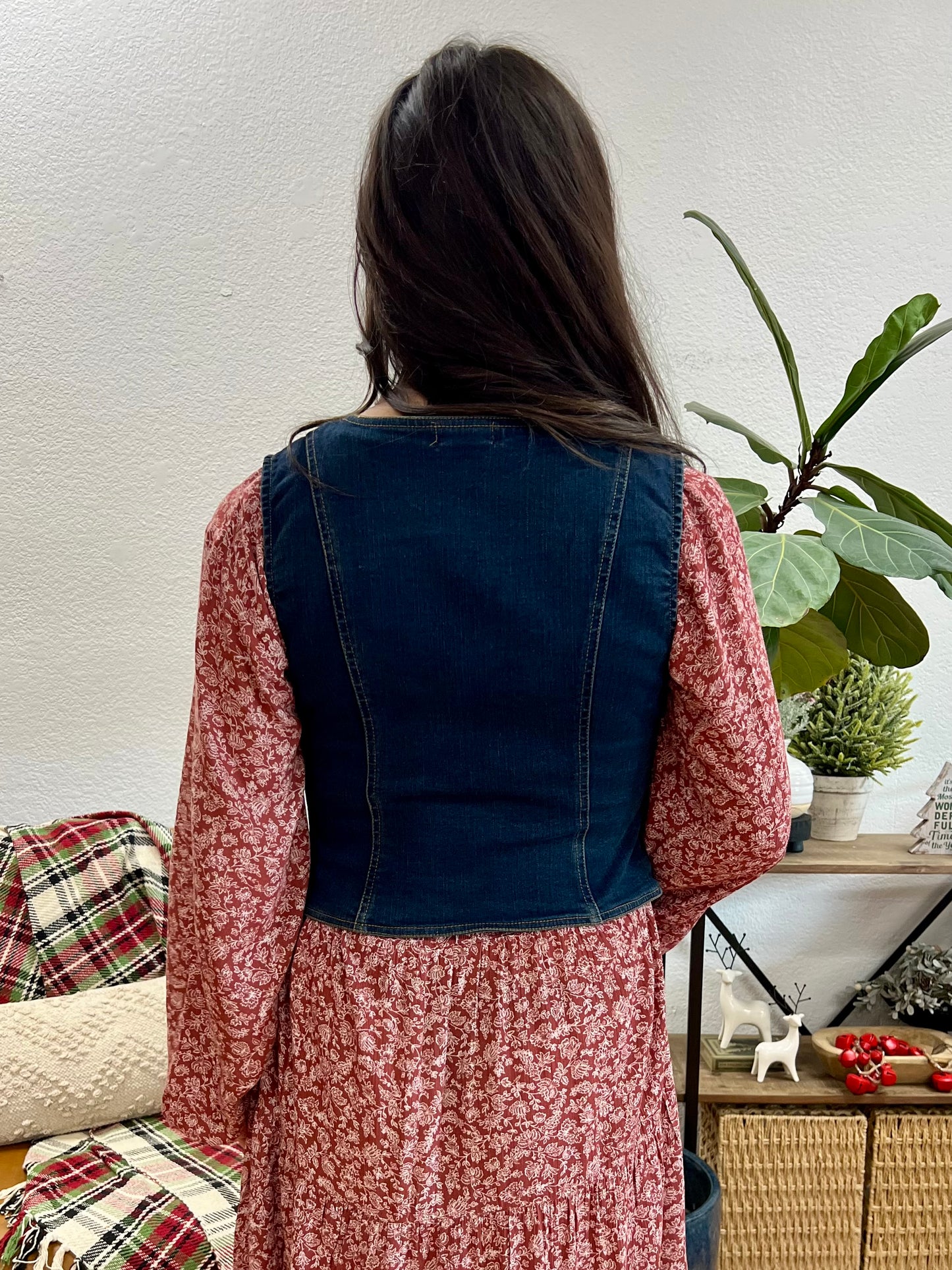 Button Front Denim Vest