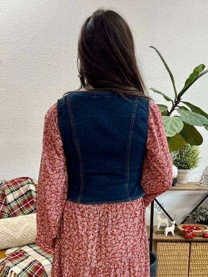 Button Front Denim Vest