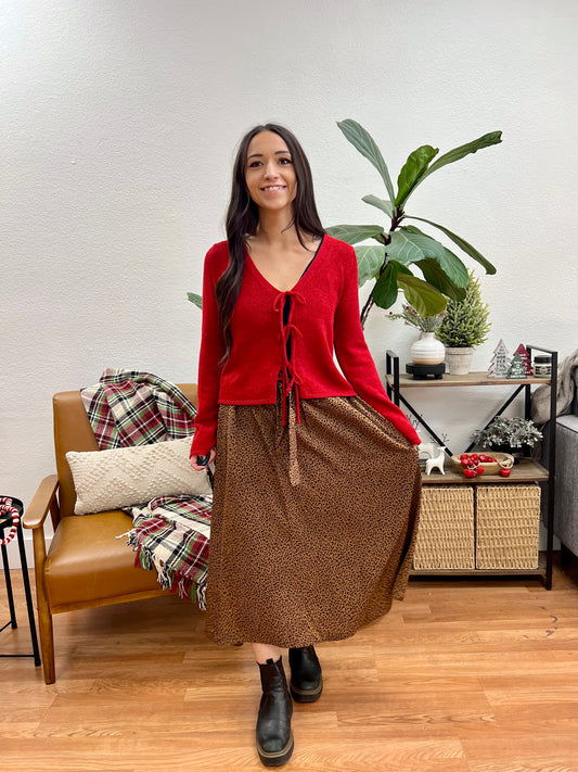 Animal Print Midi Skirt