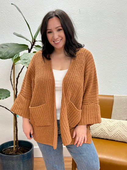Deep Camel Oversized Cardigan