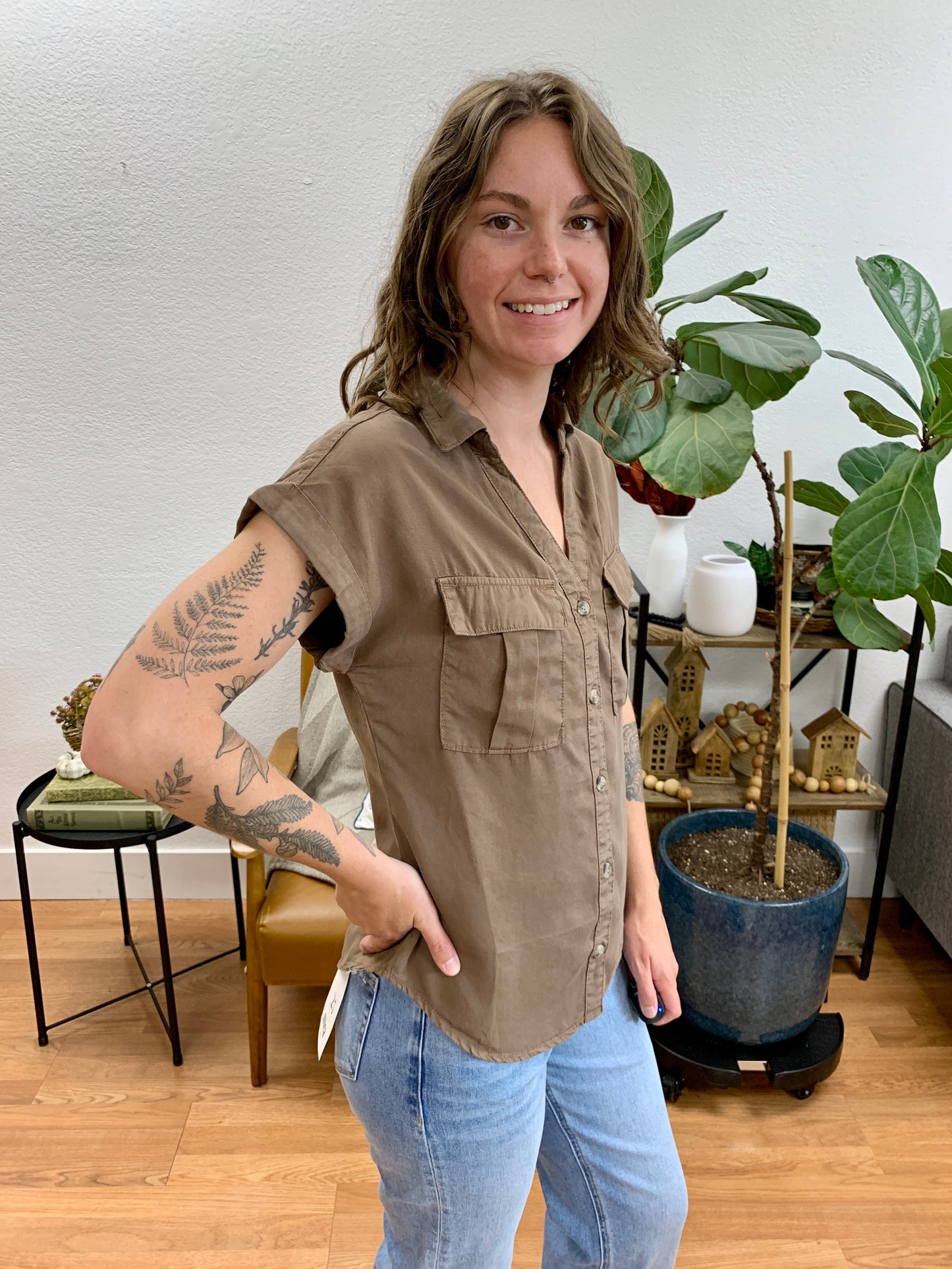 Brown Dolman Tencel Top