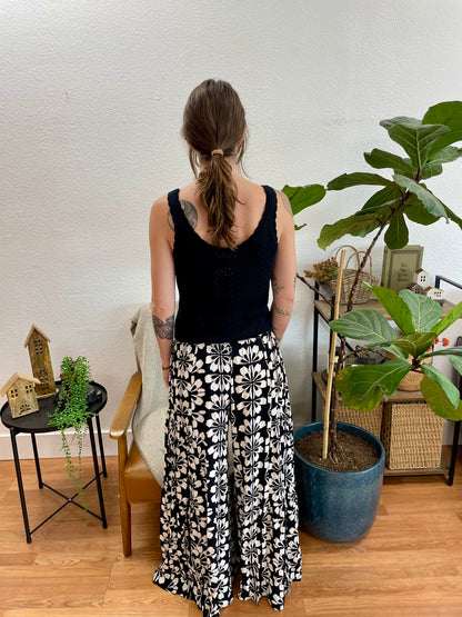 Black and White Patterned Wide Leg Pants