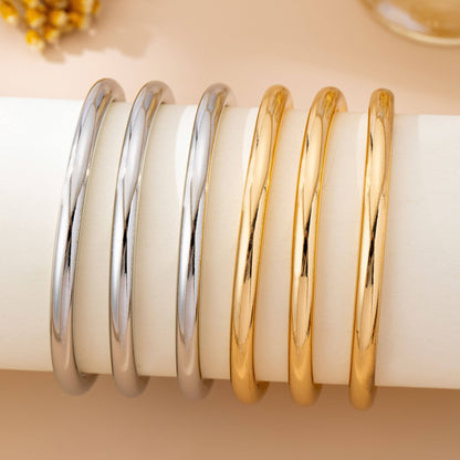 Gold Chunky Triple Tube Bangle Set