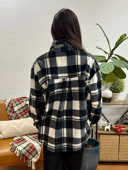 Black Plaid Fleece Shacket